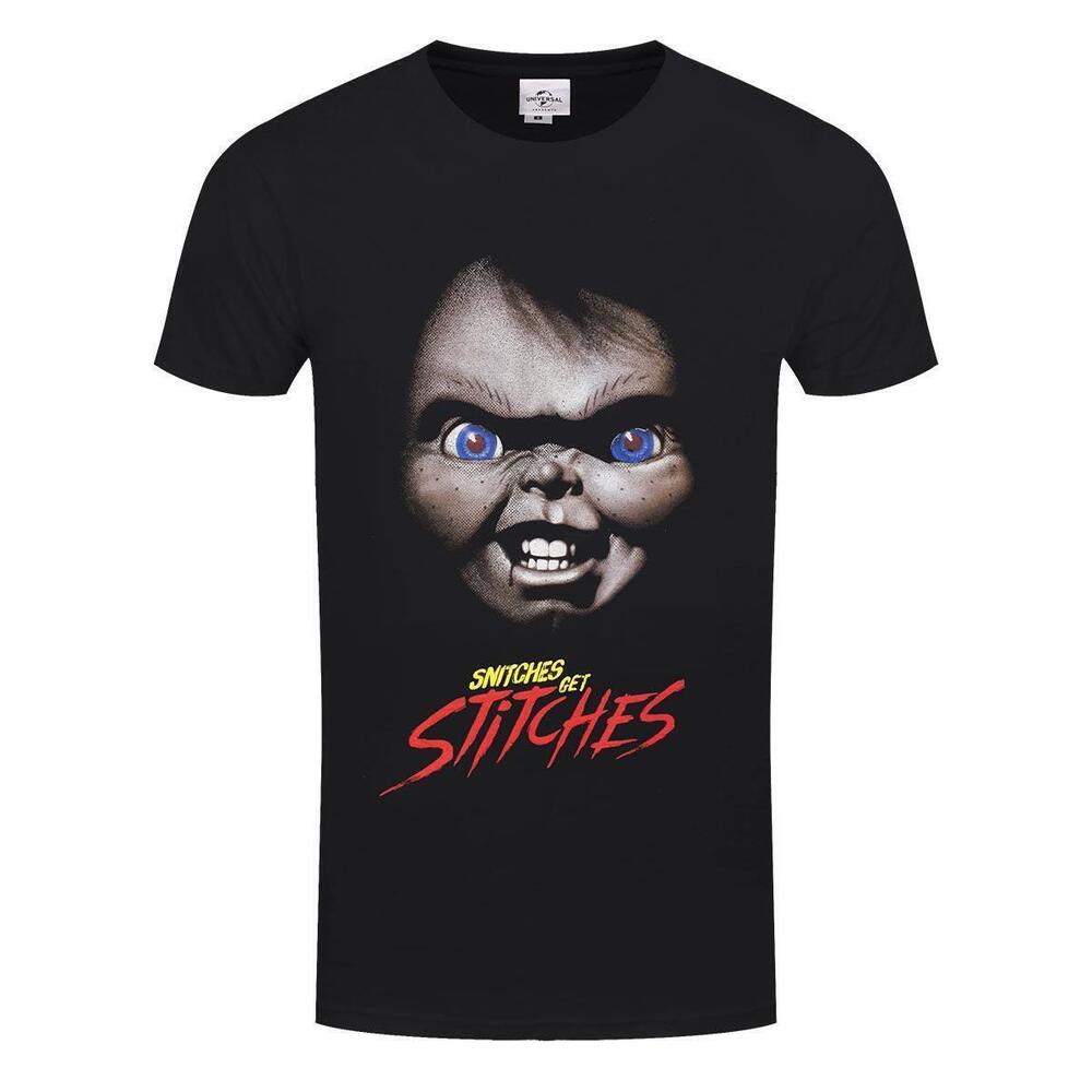 Childs Play Snitches Get Stitches Mens Black Tshirt